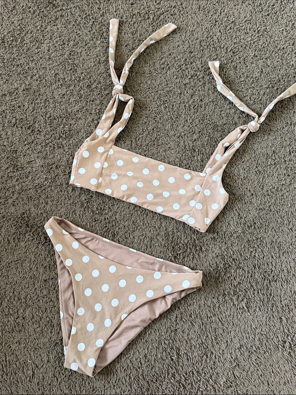 Envya Bikini Set - Tan/White Polka Dot